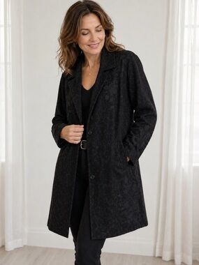 Johnny Was Workshop Kirin Black Embroidery Long Coat XL Luxe Boho Artisan Artsy
